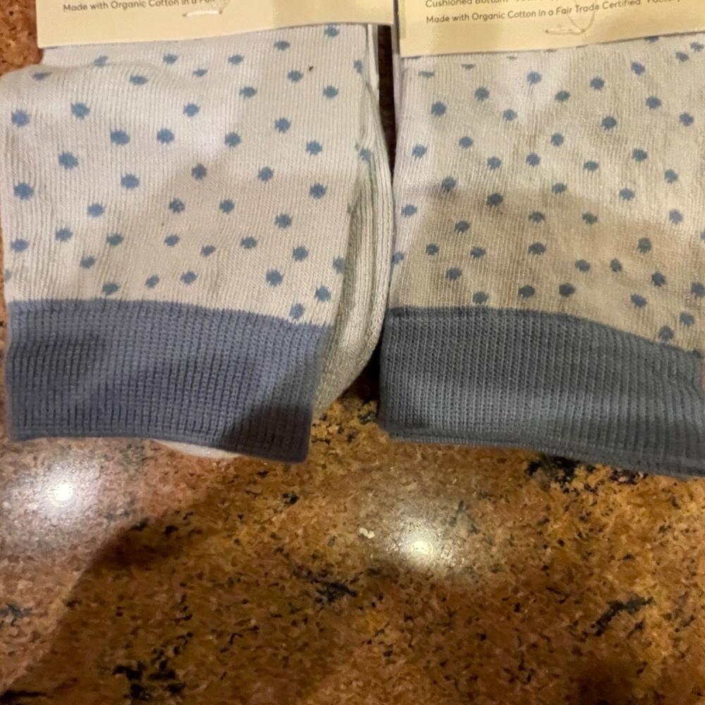 NEW! Pact Dotted Blue Premium Crew Socks Two Pair NWT! Retail: $27 - Picture 3 of 7